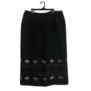 SAG HARBOR Skirt Pencil Embellished Metallic Floral Border Design Sz 12P Petite